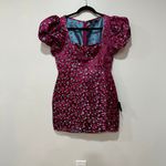 Lulus Always Decadent Magenta Floral Brocade Puff Sleeve Mini Dress  Size Medium Photo 3