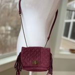 Art Class  Burgundy Quilted Faux Suede Fringe Mini Bag Purse Crossbody Photo 1