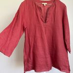 Eileen Fisher Linen Tunic Top sz M Minimalist Resort Vacation Coral Sequin Photo 1