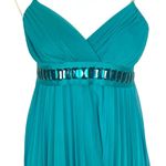 Ruby Rox Teal Chiffon Pleated Dress S Rhinestone Belt Bow Tie Knee Length Cocktail Prom Photo 1