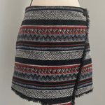 Sam Edelman Striped Tweed Mini Skirt 4 Black Red Fringe Hem Preppy Academia Photo 0