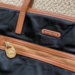 Michael Kors Shoulder Bag Tote Nylon Saffiano Leather Black Brown Handbag GUC Photo 1