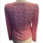 Lush Clothing Lush poplin red floral V Neck button up blouse long sleeve top Sz XL NWT Photo 5
