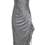 Cinq à Sept Christel Silk One Shoulder Asymmetric Ruffle Hem Midi Dress Size 10 Photo 0