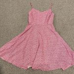 Old Navy  Dress Womens S Spaghetti Strap Side Zip Pink White Stripe Smocked Flow Photo 0