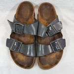 Birkenstock  Arizona Leather Sandals Gray Two Strap Slides EU 38N US 7‎ READ Photo 2