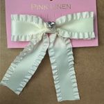NEW pink Linen cream hair bow clip Photo 0
