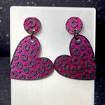 Pink Leopard Heart Earrings Photo 0