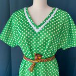 Handmade Vintage 70s Lime Green Polka Dot Shift Dress Photo 1