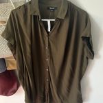 Madewell Central Drapey Shirt Olive Green  Blouse Photo 3