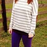 Always Me Grey & White High Low Striped Long Sleeve Top Small Photo 3