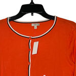 Talbots  Womens Cardigan Sweater Size Large Peach With Navy White Trim Button‎ Up Photo 1