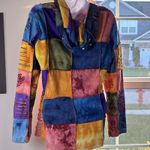 Rising International Hoodie Jacket Boho Patchwork Hippie Full zip up M Cotton Blue Size M Photo 1