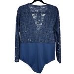 Boohoo Navy Blue Plunge V Neck Lace Long Sleeve Bodysuit Size 14 Photo 6