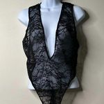 Victoria's Secret Black Deep V Lace Bodysuit Women's Large Photo 0