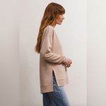 Z Supply  Quilted V Neck Weekender Oversized Sweatshirt in‎ Almond Size Medium Photo 12