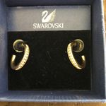 Swavorski Swarovski Jewelers Collection 14K Post Gold Tone Half Hoop Crystal Earrings NWT Photo 4