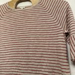 J.Jill Womens Size XL 3/4 Bell Ruffle Sleeve Red Beige Stripe Linen Blend Photo 1