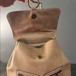 Embossed Tan Vegan Leather Backpack antique gold hardware Photo 2