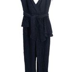 Yumi Kim Jumpsuit Navy Eyelet Peplum Sleeveless Romantic Summer Boho Small New Photo 0