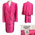 Le Suit Jacket & Skirt Suit Set plus size 22w satin pink long sleeve knee length Photo 1