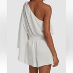 Ramy Brook  Romper silky Gina One Shoulder Draped Satin asymmetrical smock tie Photo 4