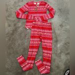 SKIMS  Logo Plush Red Pointelle Lounge Set Henley Top and Pants Photo 2