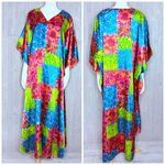 Vintage winlar kaftan tropical floral print beach cover maxi house dress OS Green Size undefined Photo 1