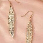 Gorgeous 14K Gold Plated Feather Shaped Dangle Earrings Photo 2