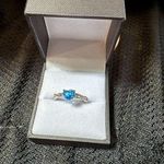 Cute and fun Silver plated Heart Ring with Blue Gemstone size 7 Photo 0