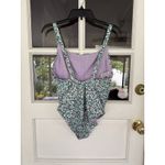 Athleta Hermosa One Piece Swimsuit - Camo Flora Gables Size M Green Violet Photo 1
