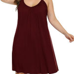 Chama Plus Size Chemise Soft Sexy Sleepwear Pleated Nightgowns Loungewear Red Photo 0