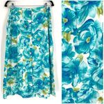 Vintage Women’s Button Down Floral Midi Skirt Linen Blend Romantic Medium Fairy Blue Photo 1