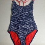 Mossimo Supply Co Mossimo Womens Swimsuit One Piece Red White Blue Patriotic Stars Stripes Size M Photo 0