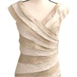 London Style Collection Layered Pleated Cocktail Dress Mother of Bride 16 Beige Tan Photo 1