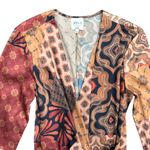 Misa Los Angeles Eliza Patchwork Wrap Dress in Multi Brown, Size M Photo 5