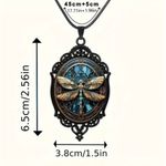 Vintage Boho Goth Dragonfly Pendant Necklace Black Photo 4
