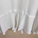 Theory  Women's Silk Blouse Size Large‎ White Ruffle Hem & Sleeves Corporate Work Photo 1