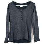 Mountain Khakis Size Medium Classic Fit Henley Waffle Knit Long Sleeve Blouse Gray Photo 0