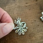 1950s Vintage Coro Rhinestone Earrings Light Pastel Blue Rhinestone Flowers Fanf Photo 5