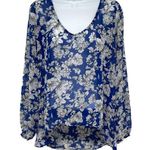 Anthropologie 2/$30 Philosophy Floral Print Chiffon Long Sleeve Blouse Top VNeck Photo 0