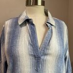 Bella Dahl 3/4 Roll-Tab Sleeve Stripe Linen Blend Shift Resort Dress Sz L Photo 3