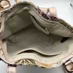 Latique Shoulder Bag Crossbody Satin Floral Beige Gold Purple Zip Closure Tan Photo 3