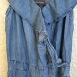 Michael Stars Anthropologie  Denim ruffled open shoulder jumpsuit‎ size small Photo 5