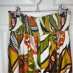 Cato  Vibrant Flowy Tropical Satin Extra Wide Leg Palazzo Pants Green Orange M Photo 2
