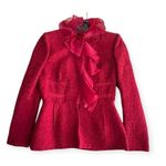Giambattista Valli red tweed blazer silk ruffle collar, NWOT 40 Size XS Photo 0