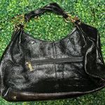 Hobo International Black Crinkled Patent Leather Bag Purse Gold Accent Shoulder Photo 0