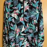 Tommy Bahama  Women's Teal & Black Tropical Print Quarter Zip Top Size Small Photo 0