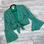 Urban Outfitters ‎ green printed tie front cropped blouse Photo 2