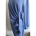 Jasambac Women's Swiss Dot Mesh Long Sleeve Cocktail Dress Large Blue Photo 2